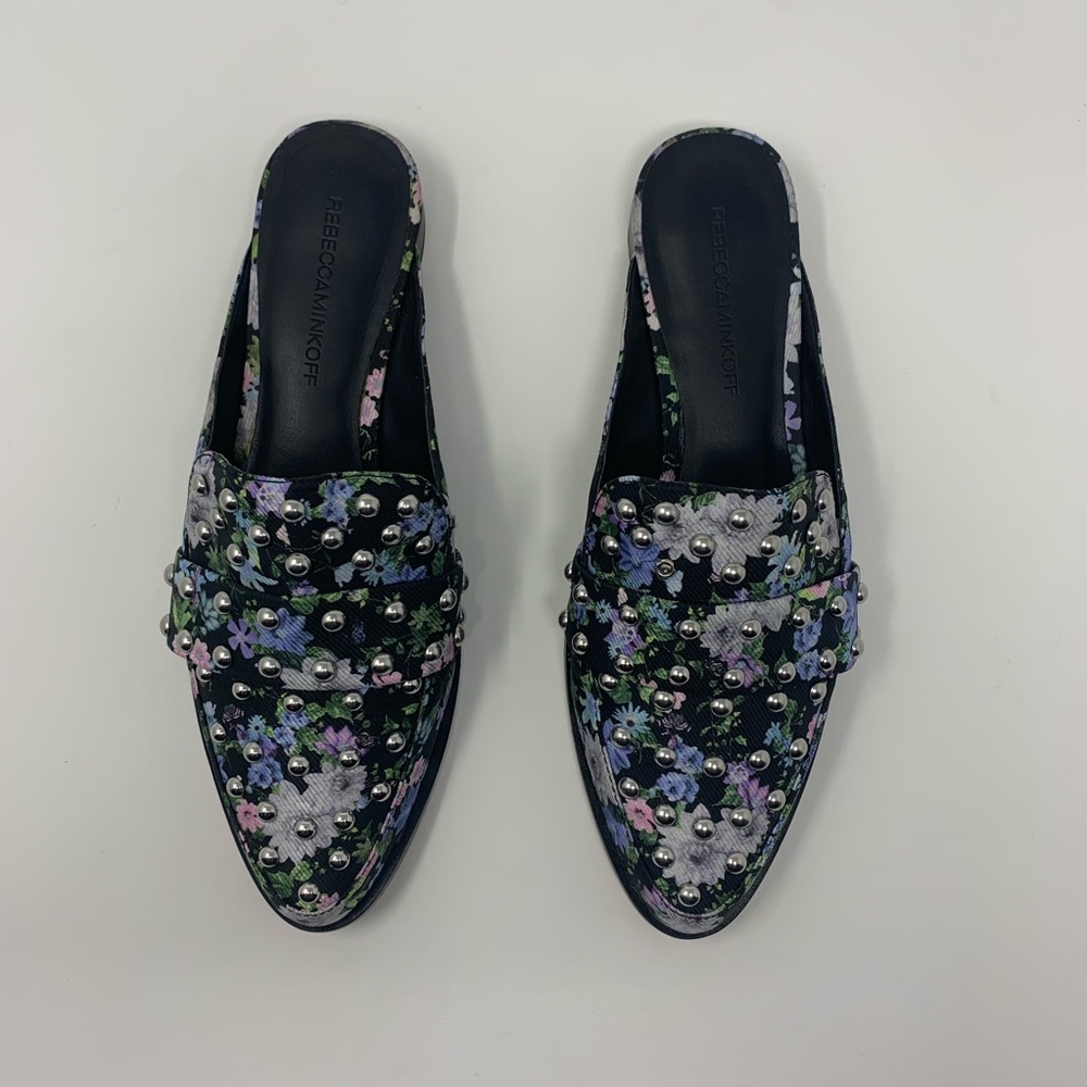 Rebecca Minkoff Milena Floral Studs Slide On Mules Shoes Women Size 7 Preppy - Picture 3 of 14